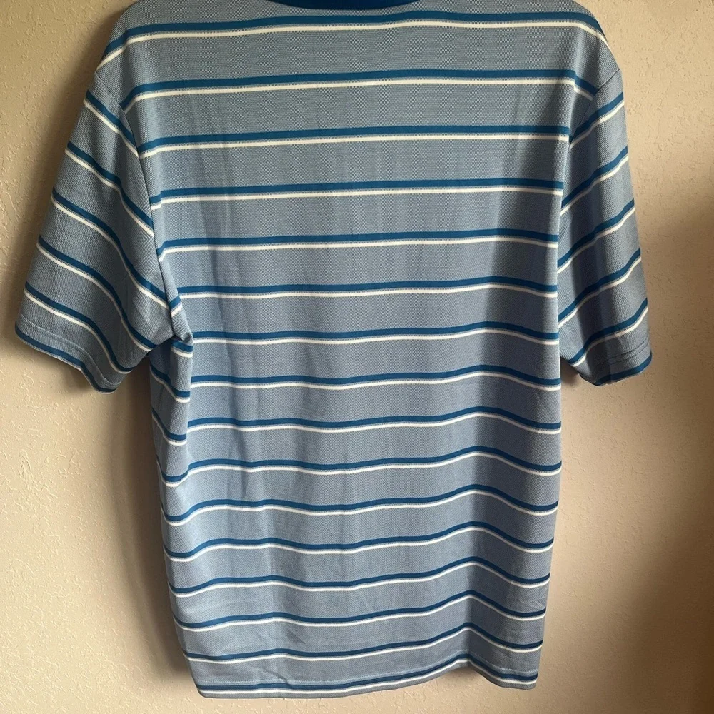 Men’s Blue Striped Adidas Short Sleeve Golf Polo Size M